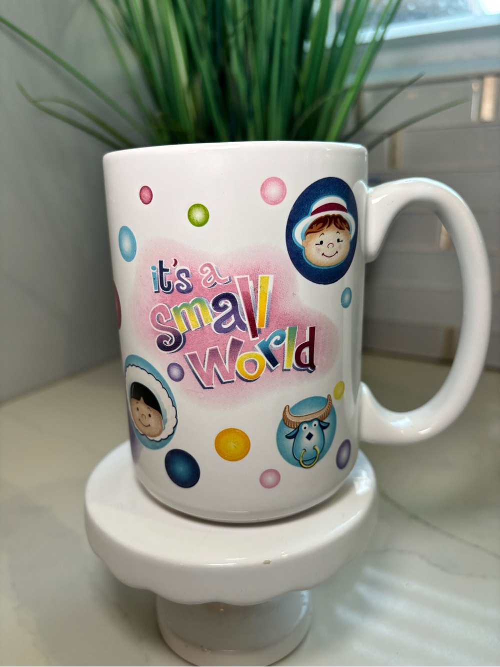 Disney It's A Small World Coffee Mug 14oz Ceramic Polka Dot Ride Characters Cup